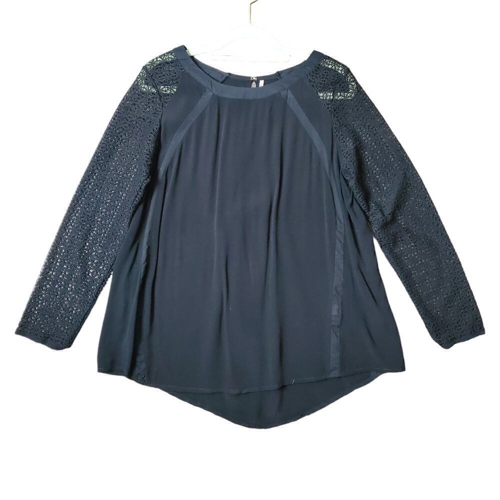 Nine 1 Eight Women’s Black Lace Long Sleeve Tunic Top Whimsical Size Small